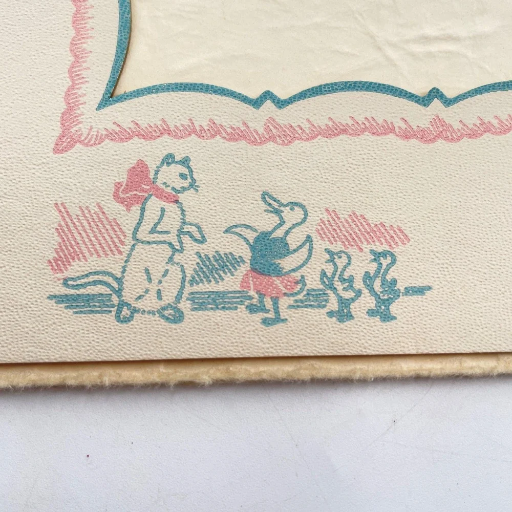 Vintage Nursery Identi-Foto Co Baby First Photo Folders Cat Duckling Set of 2